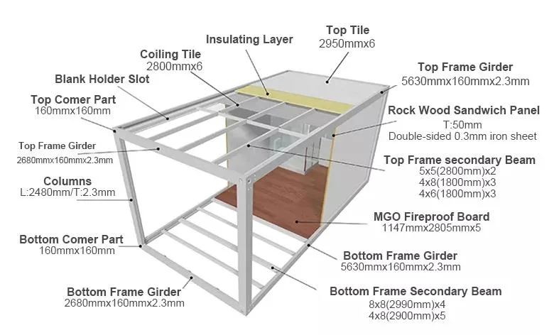 Professional 2 Floor Modern Designed Prefabricated Mobile Modular Homes Prefab Container House with Decoration